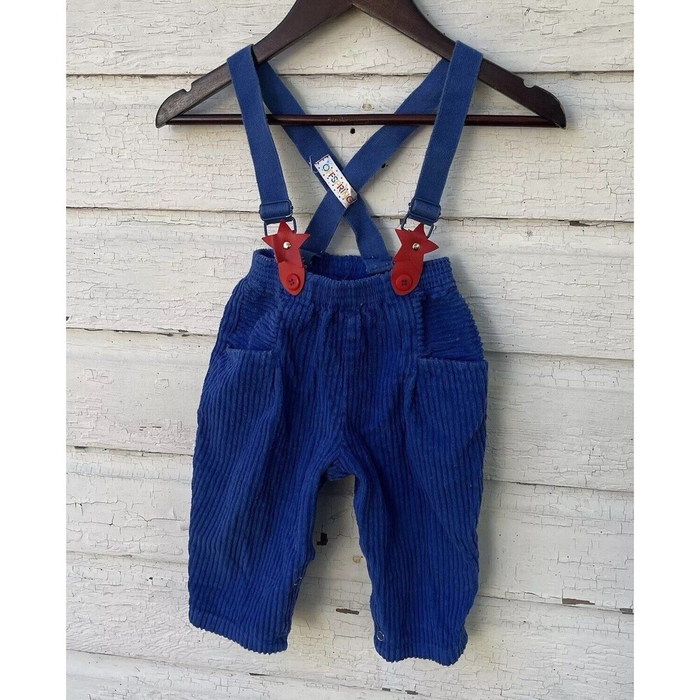 OFFSPRING Vintage 70s Royal Blue  Corduroy Western Star Overalls- Size 18m